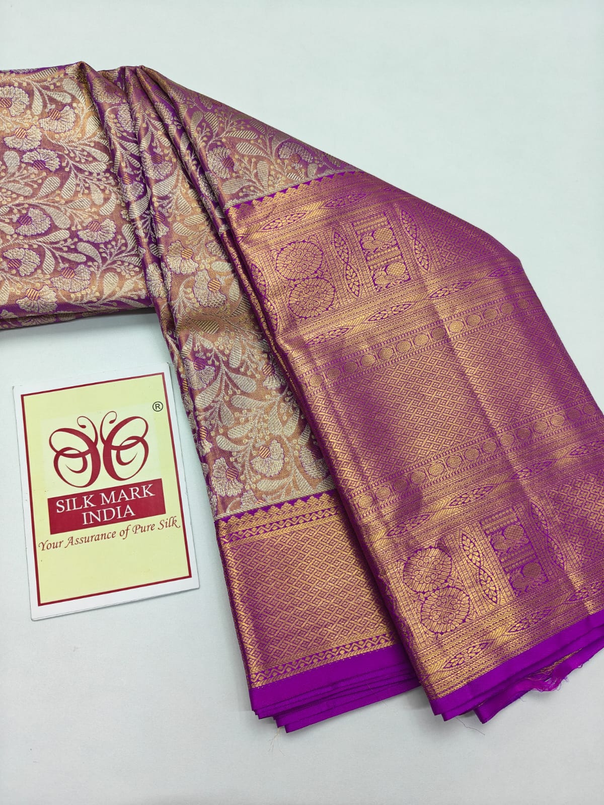 Premium Lilac Lavender & Royal Purple Pure Silk Kanjivaram Saree (Silk Mark Certified)