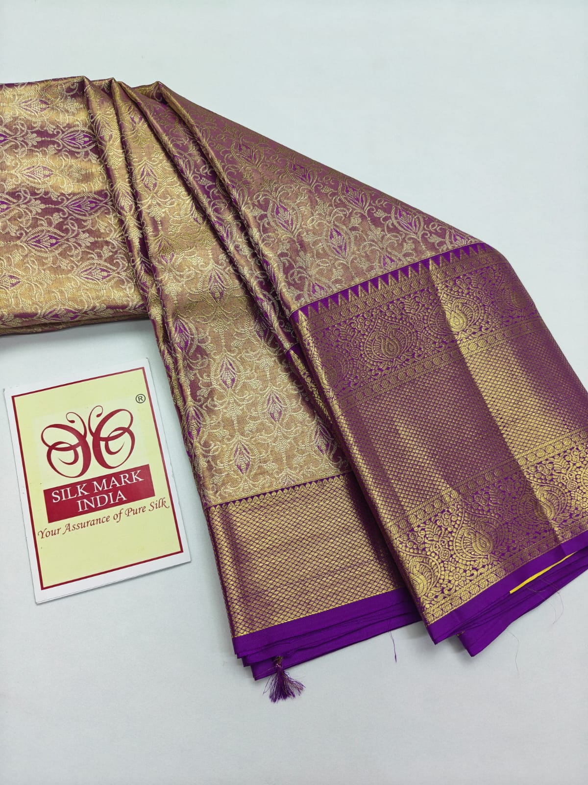Premium Lavender Mauve & Royal Purple Pure Silk Kanjivaram Saree (Silk Mark Certified)