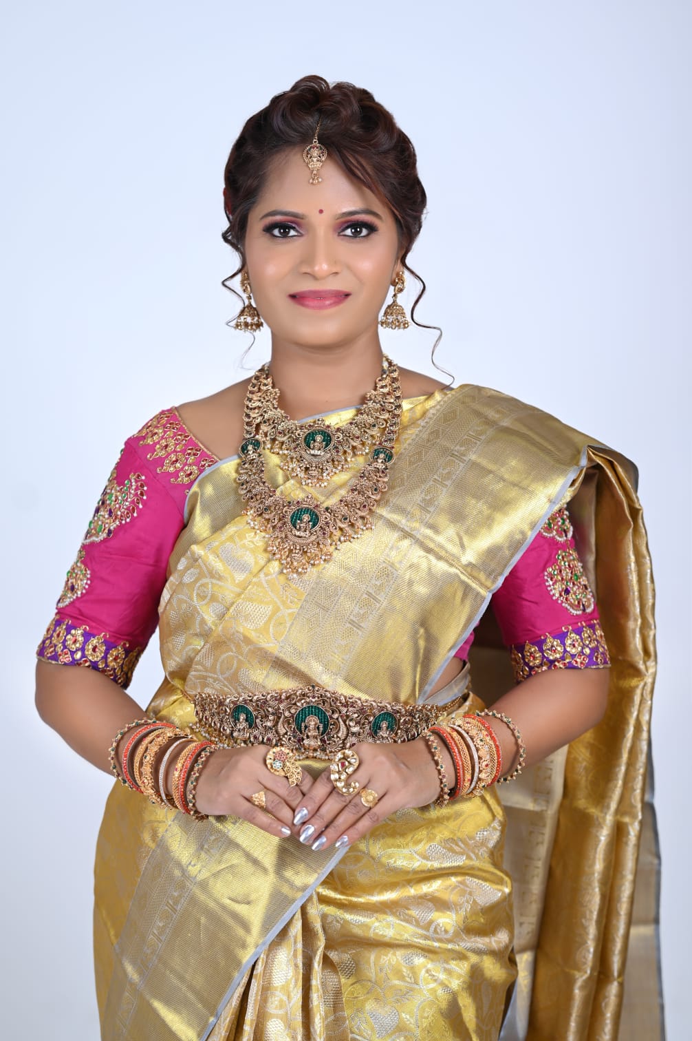 Amber Gold Tissue Kanjivaram Pure Silk Saree with Silver-Gold Zari Floral Jaal Brocade