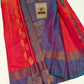 Kanjivaram Silk Saree in Royal Blue & Red with Zari Border