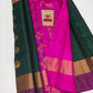 Authentic Bottle Green & Magenta Pure Silk Kanjivaram Saree