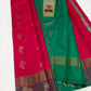 Authentic Vibrant Pink & Emerald Green Pure Silk Kanjivaram Saree