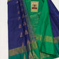 Authentic Deep Royal Blue & Emerald Green Pure Silk Kanjivaram Saree