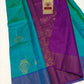 Authentic Peacock Teal & Deep Purple Pure Silk Kanjivaram Saree