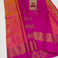 Authentic Dual-Tone Peach Sunset & Vibrant Rani Pink Pure Silk Kanjivaram Saree