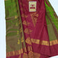 Kanjivaram Silk Saree – Burgundy & Green Leaf Color with Zari Border