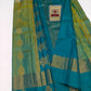 Kanjivaram Silk Saree – Dark Aqua & Pesto Color with Zari Border