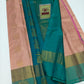 Kanjivaram Silk Saree – Deep Sea Green & Dusty Rose Color with Zari Border