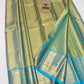 Premium Metallic Aqua Gold & Turquoise Pure Silk Kanjivaram Saree (Silk Mark Certified)
