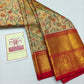 Premium Cream Meenakari Floral & Golden Yellow Pure Silk Kanjivaram Saree (Silk Mark Certified)