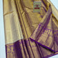 Premium Off-White & Royal Purple Pure Silk Kanjivaram Saree (Silk Mark Certified)
