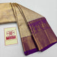 Premium Off-White & Royal Purple Pure Silk Kanjivaram Saree (Silk Mark Certified)