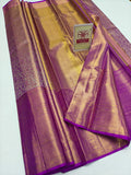 Premium Lilac Lavender & Royal Purple Pure Silk Kanjivaram Saree (Silk Mark Certified)