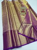 Premium Lavender Mauve & Royal Purple Pure Silk Kanjivaram Saree (Silk Mark Certified)