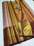 Premium Blush Pink & Deep Wine Pure Silk Kanjivaram Saree (Silk Mark Certified)