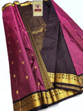Authentic Deep Magenta & Dark Violet Pure Silk Kanjivaram Saree