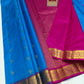 Authentic Cerulean Blue & Magenta Pure Silk Kanjivaram Saree