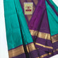 Vibrant Teal Green & Royal Purple Pure Silk Kanjivaram Saree with Gold Zari Border (Silk Mark Certified)