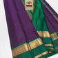 Regal Deep Purple & Emerald Green Pure Silk Kanjivaram Saree with Gold Zari Border (Silk Mark Certified)