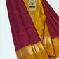 Rich Deep Maroon & Golden Yellow Pure Silk Kanjivaram Saree with Gold Zari Border (Silk Mark Certified)