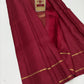 Classic Deep Maroon Red Pure Silk Kanjivaram Saree with Sleek Gold Zari Border (Silk Mark Certified)