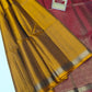 Golden Mustard Yellow & Deep Maroon Pure Silk Kanjivaram Saree with Fine Zari Stripes (Silk Mark Certified)