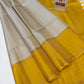 Silver Grey & Golden Yellow Pure Silk Kanjivaram Saree with Fine Zari Lines (Silk Mark Certified)