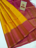 Luminous Golden Yellow & Deep Magenta Pure Silk Kanjivaram Saree (Silk Mark Certified)