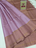 Soft Lilac & Dusty Rose Pure Silk Kanjivaram Saree with Fine Zari Motifs (Silk Mark Certified)