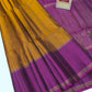 Golden Mustard & Magenta Purple Pure Silk Kanjivaram Saree with Zari Border