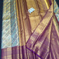 Silk Mark Certified Sea Green & Amber Gold Tissue Kanjivaram Pure Silk Saree with Magenta Meenakari Floral Jaal & Royal Purple Border