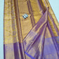 Silk Mark Certified Champagne Gold Tissue & Lavender Kanjivaram Pure Silk Saree with Floral Jaal & Orchid Purple Border