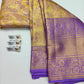 Silk Mark Certified Champagne Gold Tissue & Lavender Kanjivaram Pure Silk Saree with Floral Jaal & Orchid Purple Border