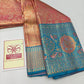 Silk Mark Certified Coral Pink & Sea Green Tissue Kanjivaram Pure Silk Saree with Meenakari Floral Jaal & Peacock Border