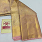 Silk Mark Certified Champagne Gold Tissue & Pastel Pink Kanjivaram Pure Silk Saree with Floral Zari Border