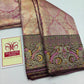 Silk Mark Certified Rose Pink & Amber Gold Tissue Kanjivaram Pure Silk Saree with Meenakari Floral Jaal & Deep Wine Border