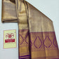 Silk Mark Certified Amber Gold & Champagne Tissue Kanjivaram Pure Silk Saree with Paisley Medallion Border
