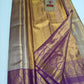 Silk Mark Certified Amber Gold & Champagne Tissue Kanjivaram Pure Silk Saree with Paisley Medallion Border