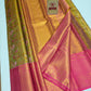 Silk Mark Certified Olive Green Tissue & Rose Pink Kanjivaram Pure Silk Saree with Bird & Tree Brocade