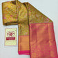 Silk Mark Certified Olive Green Tissue & Rose Pink Kanjivaram Pure Silk Saree with Bird & Tree Brocade