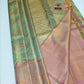 Silk Mark Certified Olive Green Tissue & Rose Pink Kanjivaram Pure Silk Saree with Bird & Tree Brocade