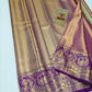 Silk Mark Certified Metallic Gold Tissue Kanjivaram Pure Silk Saree with Royal Purple Peacock Zari Border