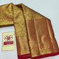 Silk Mark Certified Amber Gold Tissue & Crimson Red Kanjivaram Pure Silk Saree with Oval Medallion Brocade