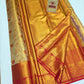 Silk Mark Certified Amber Gold Tissue & Crimson Red Kanjivaram Pure Silk Saree with Meenakari Floral Jaal