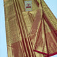 Silk Mark Certified Amber Gold Tissue & Crimson Red Kanjivaram Pure Silk Saree with Oval Medallion Brocade