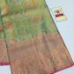 Silk Mark Certified Olive Green Tissue & Rose Pink Kanjivaram Pure Silk Saree with Bird & Tree Brocade