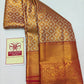 Silk Mark Certified Amber Gold Tissue & Crimson Red Kanjivaram Pure Silk Saree with Geometric Diamond Brocade