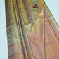 Silk Mark Certified Pale Gold Tissue & Rose Pink Kanjivaram Pure Silk Saree with Geometric Medallion Brocade