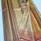 Silk Mark Certified Amber Gold Tissue & Crimson Red Kanjivaram Pure Silk Saree with Geometric Diamond Brocade