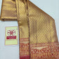 Silk Mark Certified Amber Gold Tissue & Crimson Red Kanjivaram Pure Silk Saree with Geometric Diamond Brocade